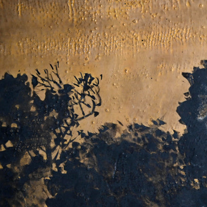 Rare! Framed Golden Tile ー五代 清水 六兵衛 "御本布目山水図 額"