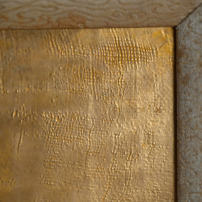 Rare! Framed Golden Tile ー五代 清水 六兵衛 "御本布目山水図 額"