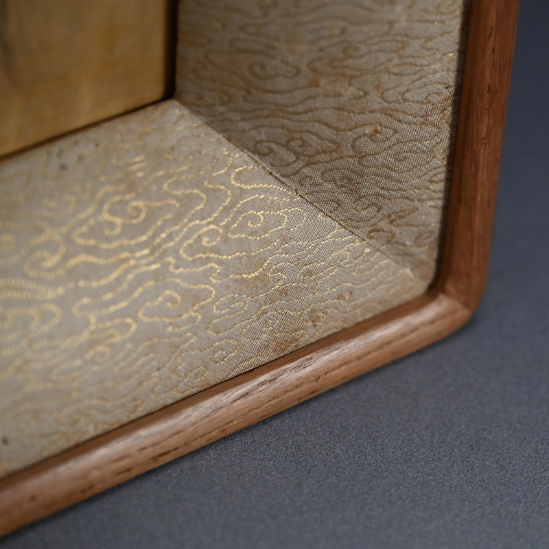 Rare! Framed Golden Tile ー五代 清水 六兵衛 "御本布目山水図 額"