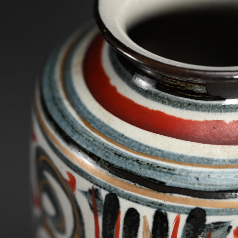 Mid-century Vase ー清水 六兵衛 “藍彩泉文四方花瓶”