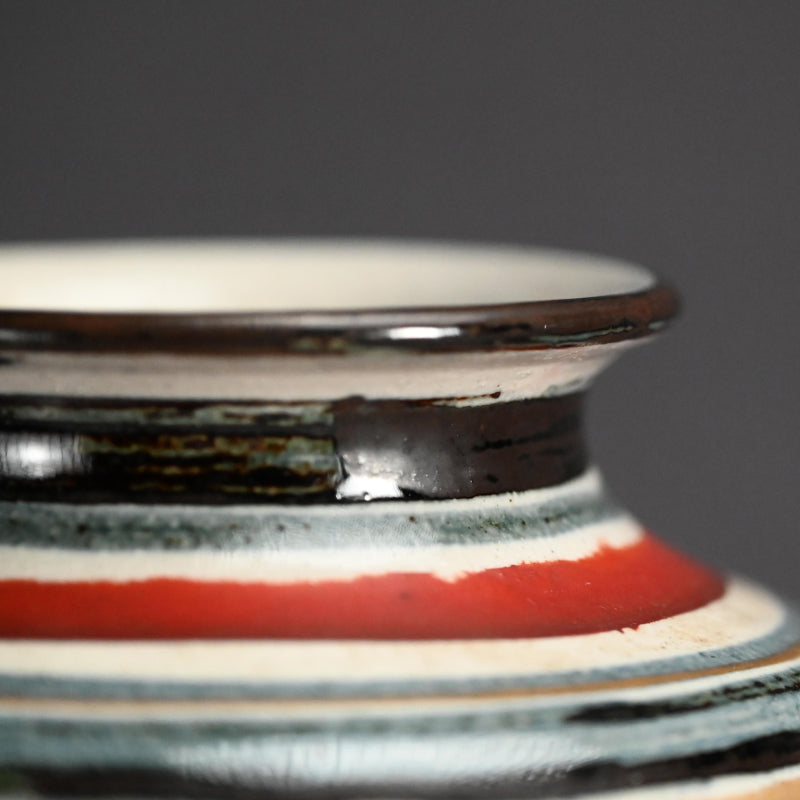Mid-century Vase ー清水 六兵衛 “藍彩泉文四方花瓶”