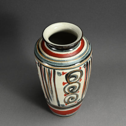 Mid-century Vase ー清水 六兵衛 “藍彩泉文四方花瓶”