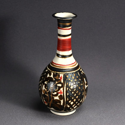Mid-century Tsuru Kubi Vase ー清水 六兵衛 “鉄絵草花文鶴首花瓶”