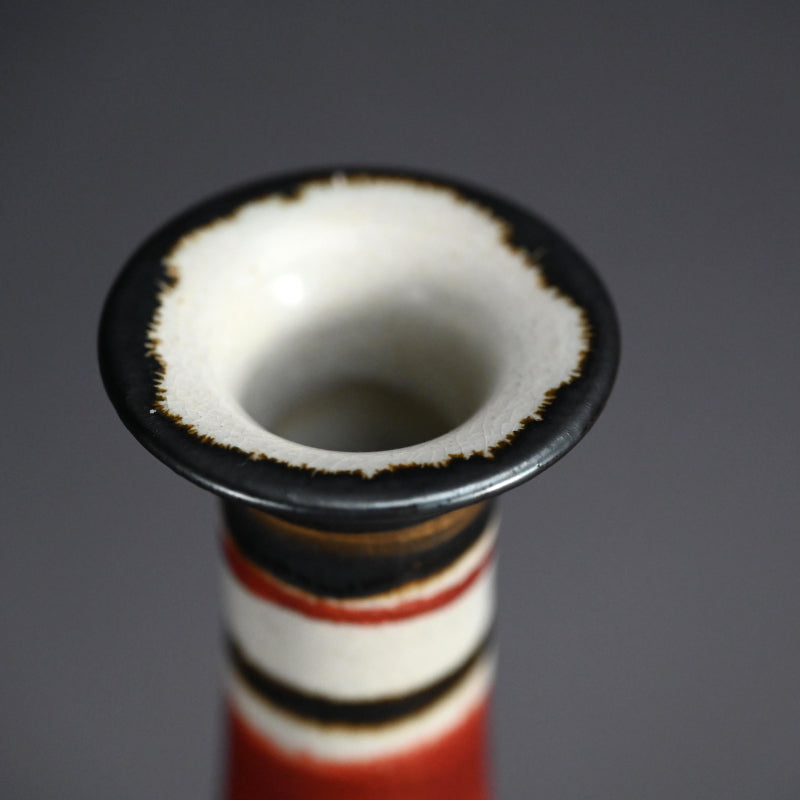 Mid-century Tsuru Kubi Vase ー清水 六兵衛 “鉄絵草花文鶴首花瓶”