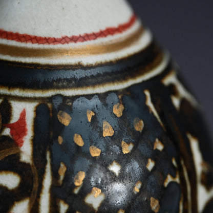 Mid-century Tsuru Kubi Vase ー清水 六兵衛 “鉄絵草花文鶴首花瓶”
