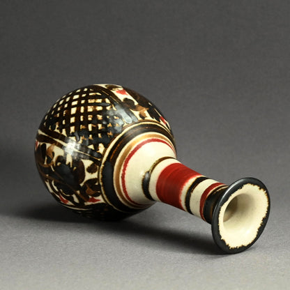 Mid-century Tsuru Kubi Vase ー清水 六兵衛 “鉄絵草花文鶴首花瓶”