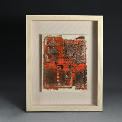 Newspaper Printing Flong Collage (Red) ー野村 耕