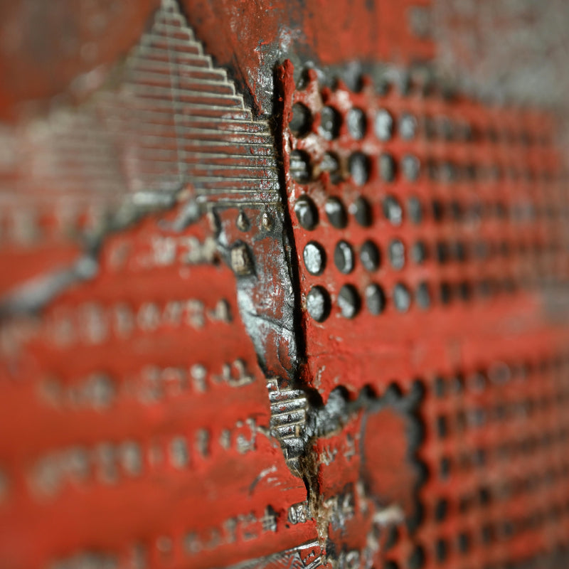 Newspaper Printing Flong Collage (Red) ー野村 耕