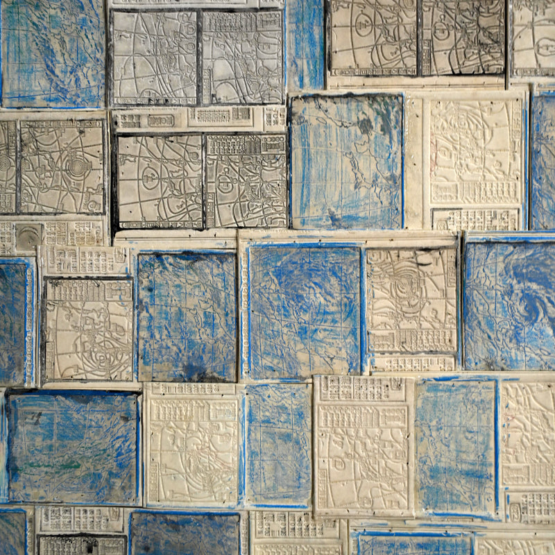 Newspaper Printing Flong Collage, Weather Charts ー野村 耕