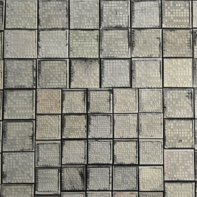 Museum Exhibited Newspaper Printing Flong Collage ー野村 耕 “作品（将棋盤）”