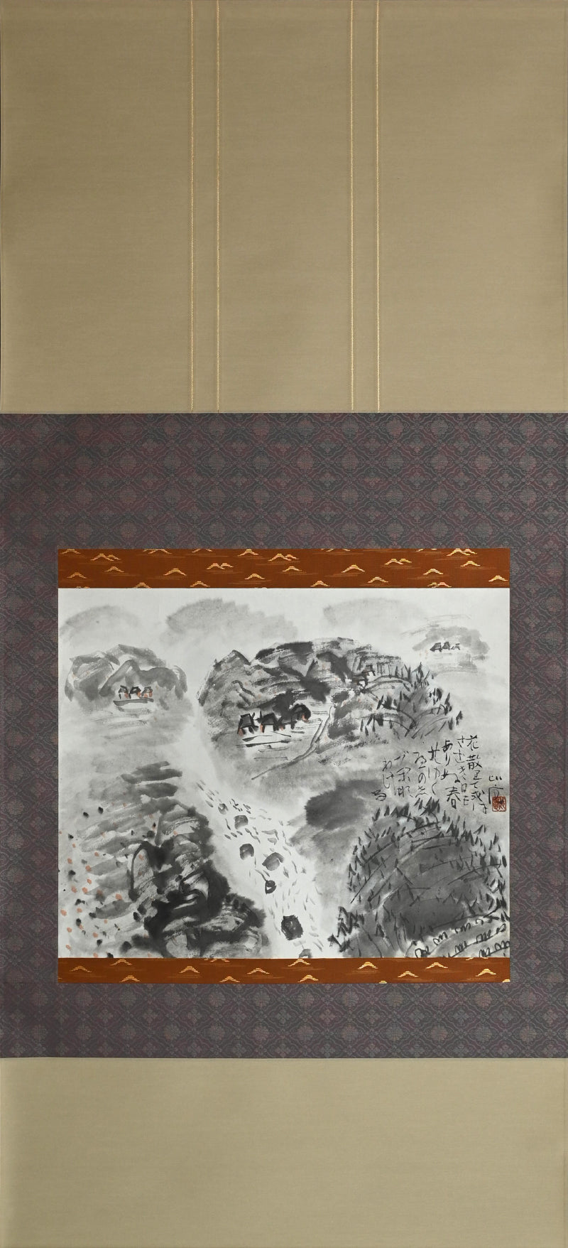 Early Spring Landscape with Poem Scroll ー清水 比庵