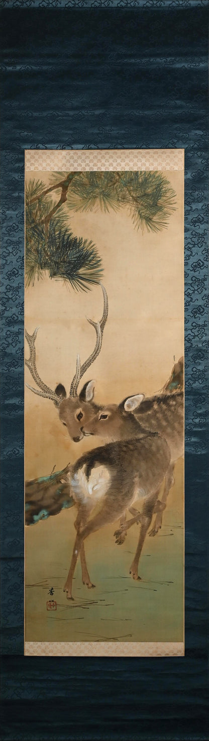 Deer in the Pine Forest ー岡本 芳水