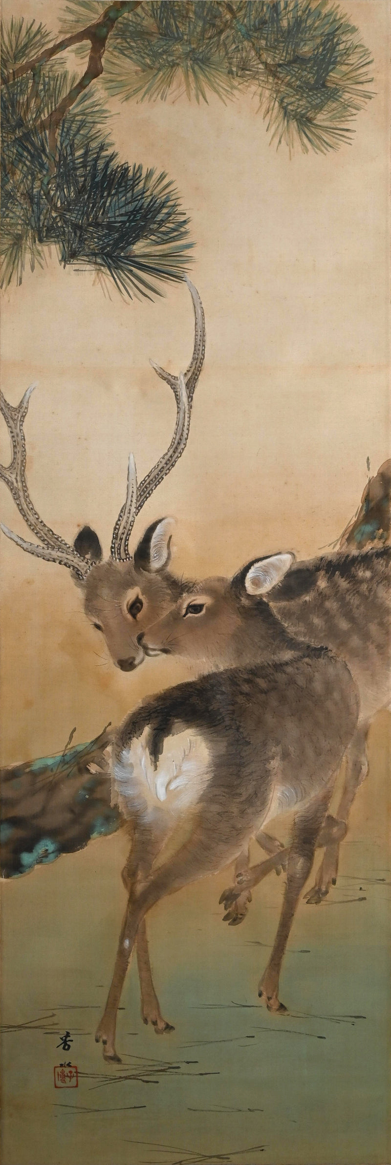 Deer in the Pine Forest ー岡本 芳水