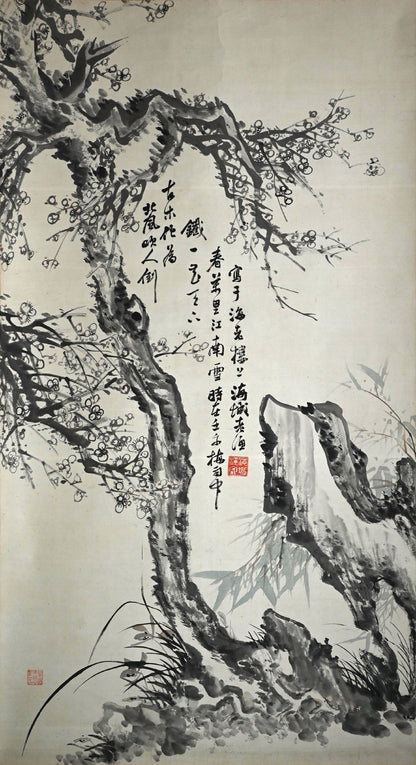 Massive Literati Painting of a Plum Tree ー豊島 海城