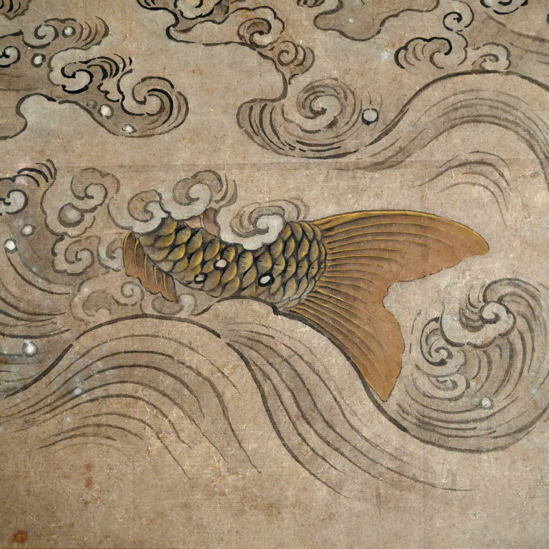 Massive Edo period Painting of Leaping Koi, Mori Gyokko