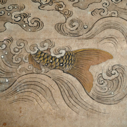 Massive Edo period Painting of Leaping Koi, Mori Gyokko