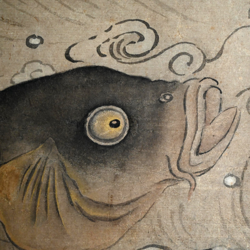 Massive Edo period Painting of Leaping Koi, Mori Gyokko