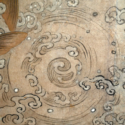 Massive Edo period Painting of Leaping Koi, Mori Gyokko