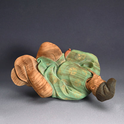 Antique Wood Sculpture, Kakinomoto Hitomaro, 36 Immortal Poets