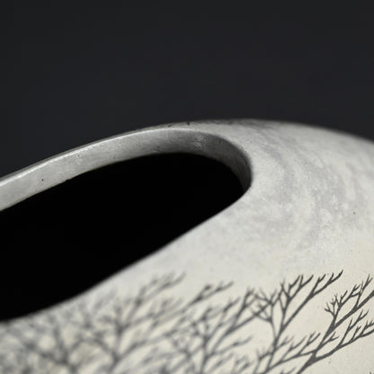 Important Exhibited Vase ー佐伯 守美 “象嵌釉彩樹林文扁壺”