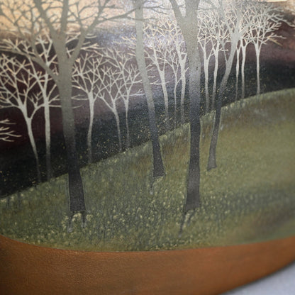 Important Exhibited Vase ー佐伯 守美 “象嵌釉彩樹林文扁壺”