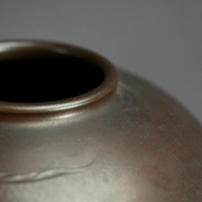 Antique Japanese Bronze Koi Vase, Swimming Carp