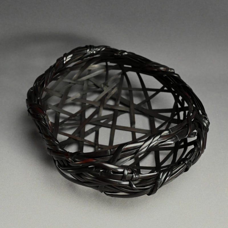 Woven Bamboo Basket ー二代 田邊 竹雲斎 “福海 花籃 鳳尾竹”