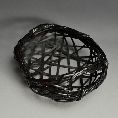 Woven Bamboo Basket ー二代 田邊 竹雲斎 “福海 花籃 鳳尾竹”