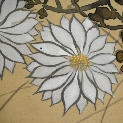 Chrysanthemum Painting by Buddhist Nun ー大石 順教 半折 “菊花”