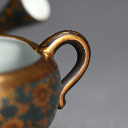 Antique Japanese Porcelain Kutani Sencha Tea Set, Koyama ー金蘭手九谷 煎茶々碗 五客