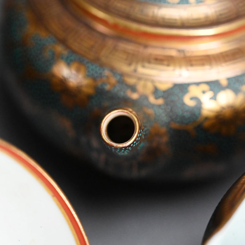 Antique Japanese Porcelain Kutani Sencha Tea Set, Koyama ー金蘭手九谷 煎茶々碗 五客