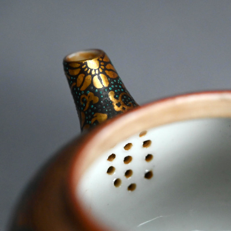 Antique Japanese Porcelain Kutani Sencha Tea Set, Koyama ー金蘭手九谷 煎茶々碗 五客