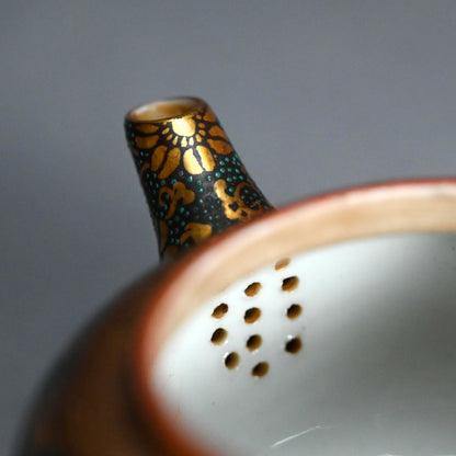 Antique Japanese Porcelain Kutani Sencha Tea Set, Koyama ー金蘭手九谷 煎茶々碗 五客