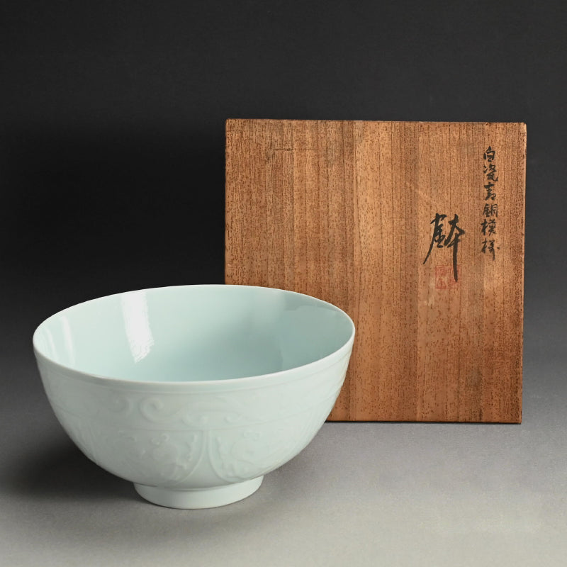 Antique Hakuji Porcelain Bowl ー加藤 渓山 “白磁青銅模様 鉢”