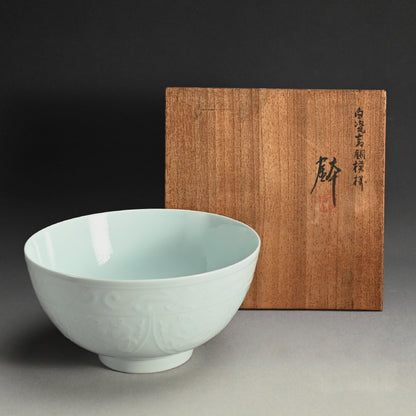Antique Hakuji Porcelain Bowl ー加藤 渓山 “白磁青銅模様 鉢”