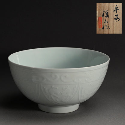 Antique Hakuji Porcelain Bowl ー加藤 渓山 “白磁青銅模様 鉢”