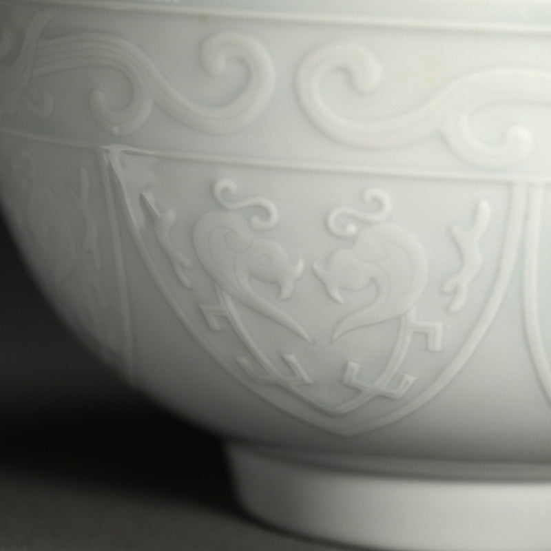 Antique Hakuji Porcelain Bowl ー加藤 渓山 “白磁青銅模様 鉢”