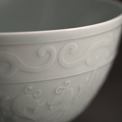 Antique Hakuji Porcelain Bowl ー加藤 渓山 “白磁青銅模様 鉢”
