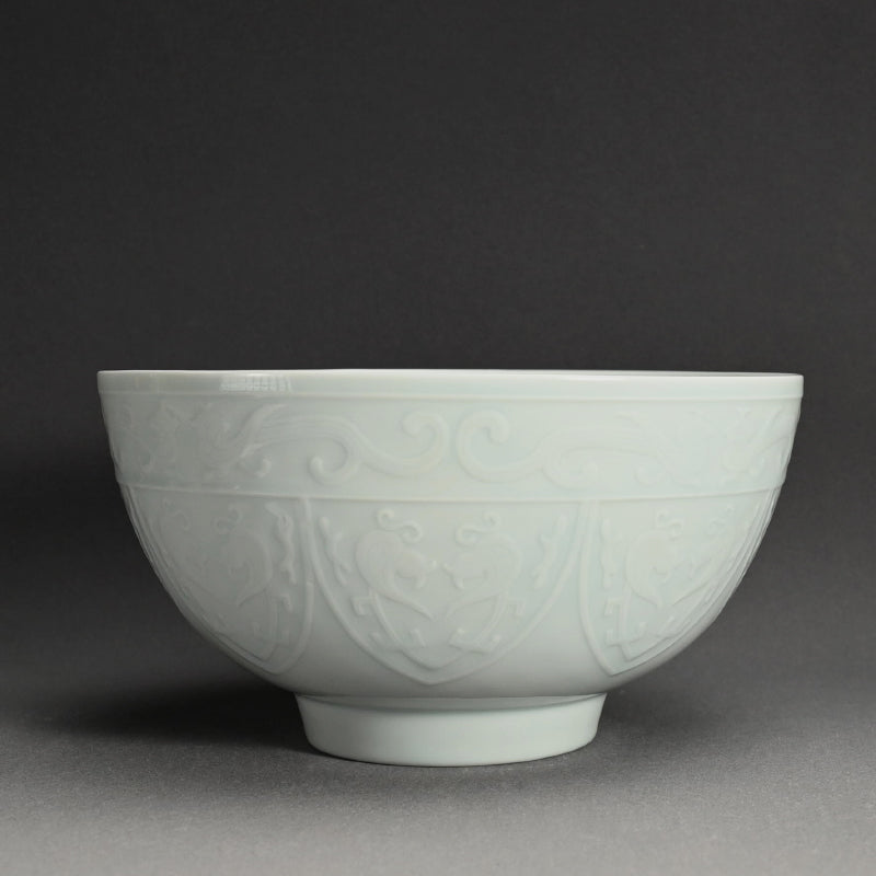 Antique Hakuji Porcelain Bowl ー加藤 渓山 “白磁青銅模様 鉢”