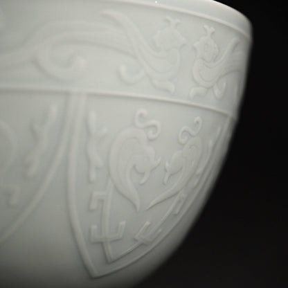 Antique Hakuji Porcelain Bowl ー加藤 渓山 “白磁青銅模様 鉢”