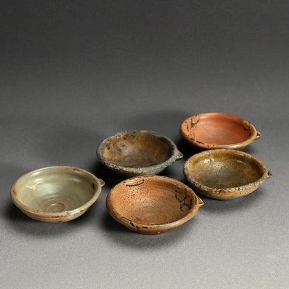 Exquisite! Antique Japanese Tokoname Katakuchi Bowl Set ー常滑 片口小皿 五客