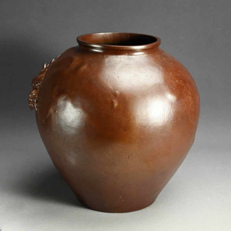 Large Antique Bronze Dragon Vase Vase ー大島 如雲 “雲龍花瓶”