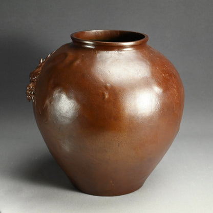 Large Antique Bronze Dragon Vase Vase ー大島 如雲 “雲龍花瓶”