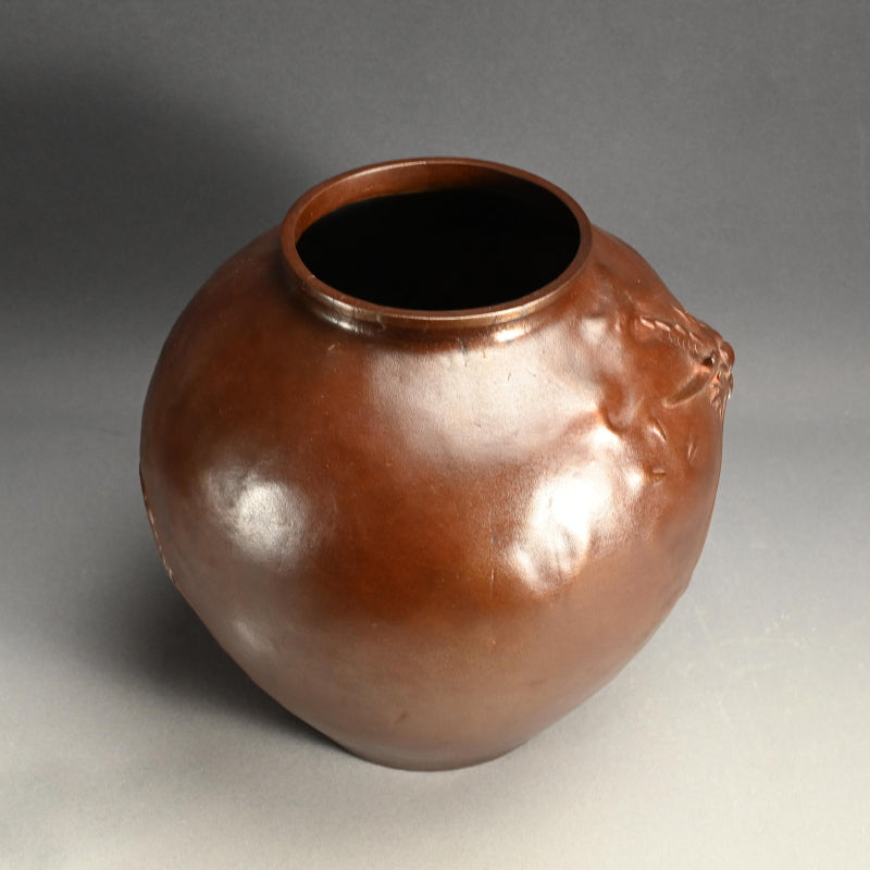 Large Antique Bronze Dragon Vase Vase ー大島 如雲 “雲龍花瓶”