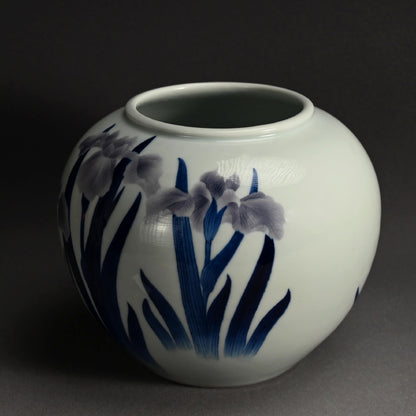 Porcelain Vase, Iris ー宮川 (真葛) 香山 "復興記念 横濱大博覧會 昭和十年"