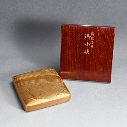 Antique Japanese Shimmering Gold Lacquer Suzuri Bako Writing Box ー"柳橋蒔絵御小硯"