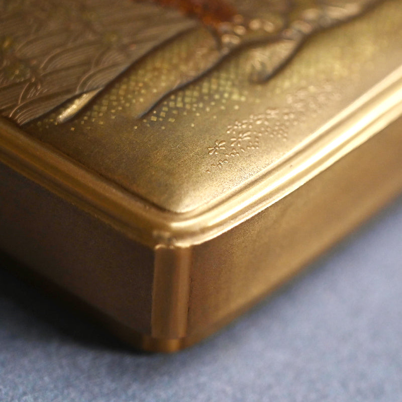 Antique Japanese Shimmering Gold Lacquer Suzuri Bako Writing Box ー"柳橋蒔絵御小硯"