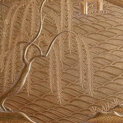 Antique Japanese Shimmering Gold Lacquer Suzuri Bako Writing Box ー"柳橋蒔絵御小硯"