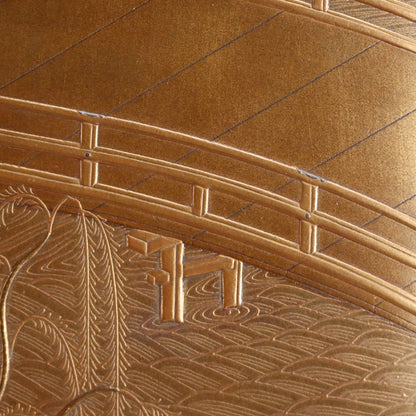 Antique Japanese Shimmering Gold Lacquer Suzuri Bako Writing Box ー"柳橋蒔絵御小硯"