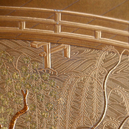 Antique Japanese Shimmering Gold Lacquer Suzuri Bako Writing Box ー"柳橋蒔絵御小硯"